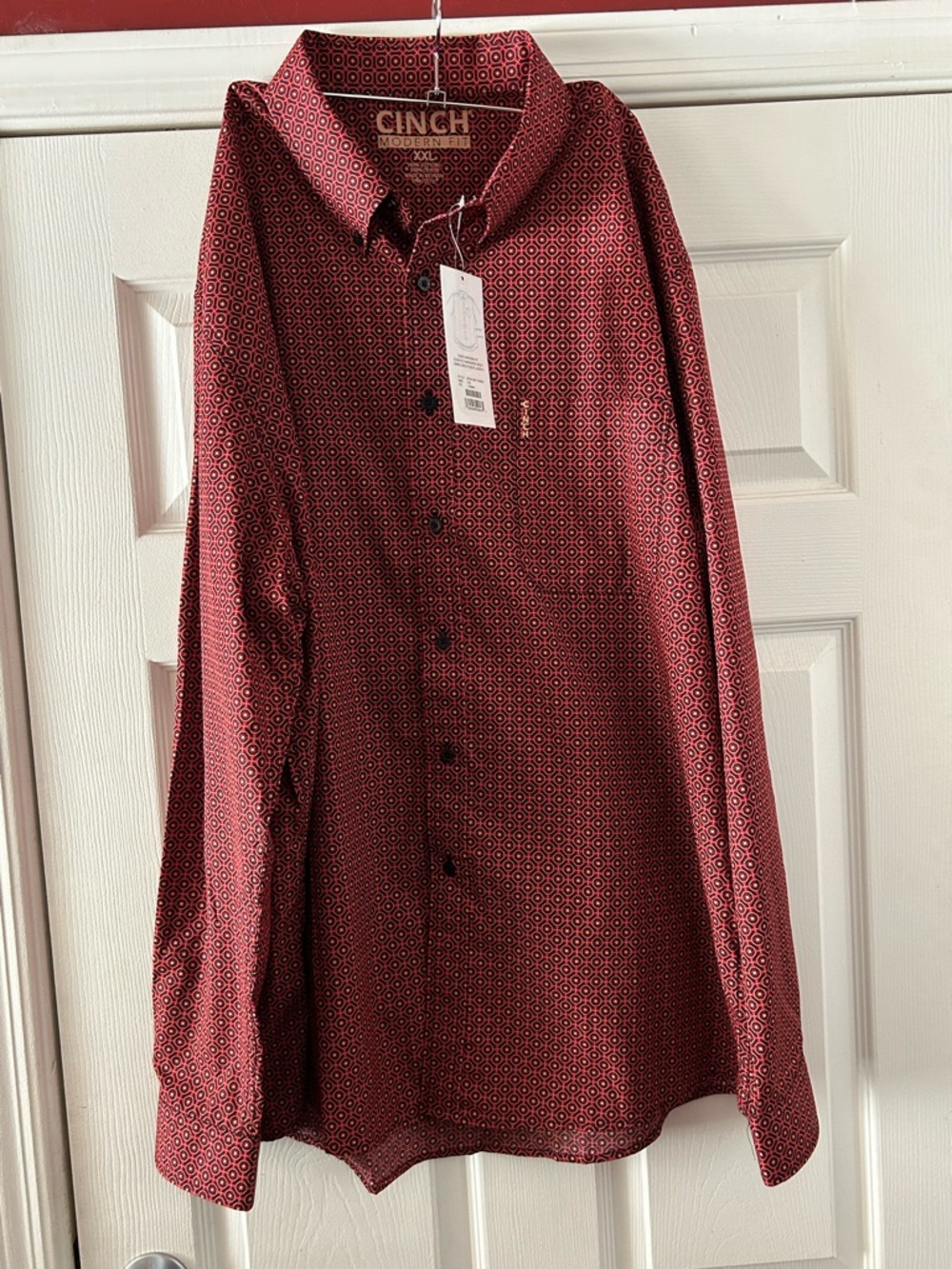 Cinch Men’s Burgundy Geometric Button-Up Shirt